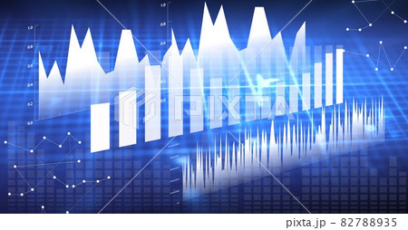 Financial data processing statistics recording over blue background Financial data processing statistics recording over blue background 82788935