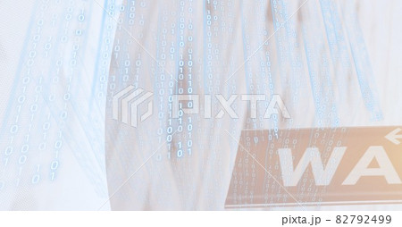 Composition of binary coding processing on sign and white background 82792499