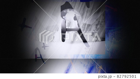 Multiple a plus symbols against stock market data processing on grey background 82792501