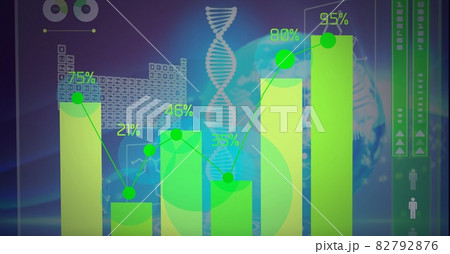 Composition of dna strand and medical data processing on screen Composition of dna strand and medical data processing on screen 82792876