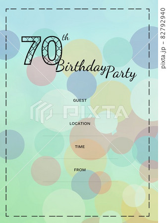 Composition of 70th birthday party with copy space and circles pattern on green background 82792940