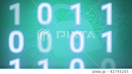Composition of binary coding processing over online security padlock and computer circuit board 82793205