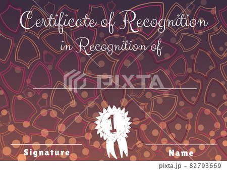 Composition of certificate of recognition text with copy space over badges on brown 82793669