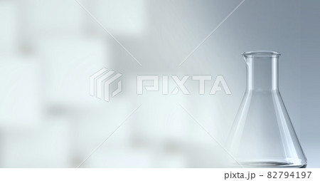 Composition of empty chemistry conical flask, with blurred white copy space Composition of empty chemistry conical flask, with blurred white copy space 82794197