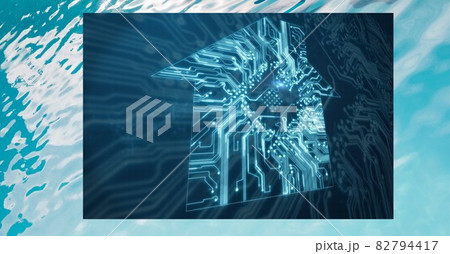 Composition of glowing house shaped computer...のイラスト素材 [82794417] - PIXTA