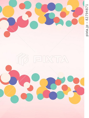 Composition of colourful overlapping circles on cloudy pale pink background with central copy space Composition of colourful overlapping circles on cloudy pale pink background with central copy space 82794871
