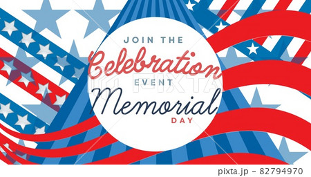 Composition of join the celebration event memorial day text with american flag pattern Composition of join the celebration event memorial day text with american flag pattern 82794970