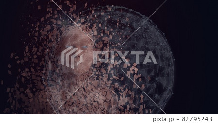 Composition of exploding human bust formed with...のイラスト素材 [82795243 ...