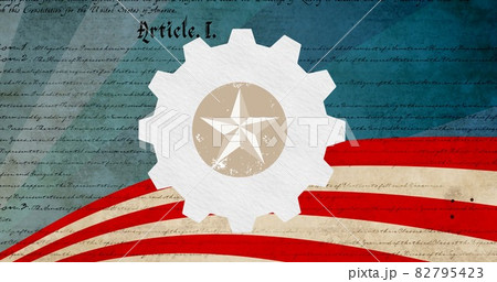 Star design over over setting icon against american constitution text in background 82795423