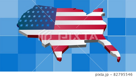 Composition of map of usa with american flag on pixelated background Composition of map of usa with american flag on pixelated background 82795546