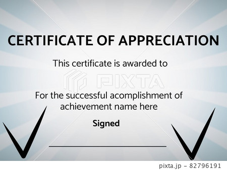 Template of certificate of appreciation with copy space against blue radial background Template of certificate of appreciation with copy space against blue radial background 82796191