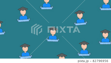 Composition of student emblems floating on mid...のイラスト素材 [82796956] - PIXTA