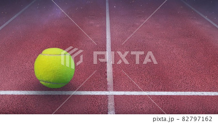 Composition of tennis ball with copy space on tennis court Composition of tennis ball with copy space on tennis court 82797162