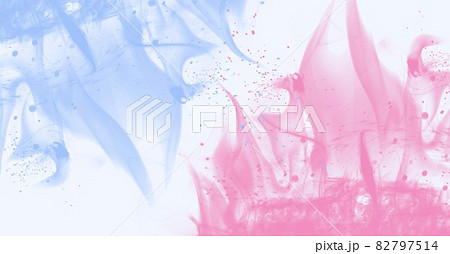 Composition of red and blue smoke trails on white background Composition of red and blue smoke trails on white background 82797514