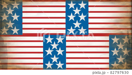 Composition of distressed american flag stars and stripes pattern 82797630