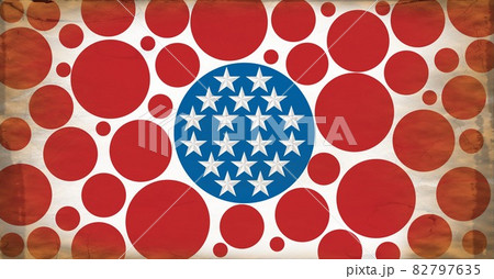 Composition of distressed american flag stars and stripes circle pattern 82797635