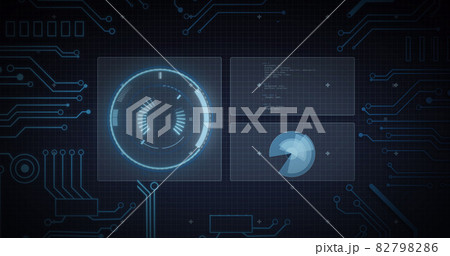 Image of scope scanning, processor elements and data processing on screens over grid Image of scope scanning, processor elements and data processing on screens over grid 82798286