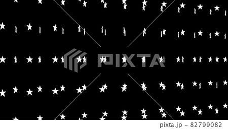 Image of multiple rows of white stars of American flag moving on black background. Image of multiple rows of white stars of American flag moving on black background. 82799082