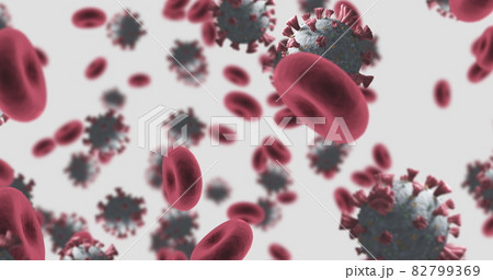 Image of macro Coronavirus Covid-19 cells floating in a vein. 4k Image of macro Coronavirus Covid-19 cells floating in a vein. 4k 82799369