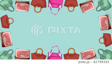 Composition of handbag repeated on green background 82799393