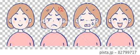 女性の喜怒哀楽イラストセット 82799717