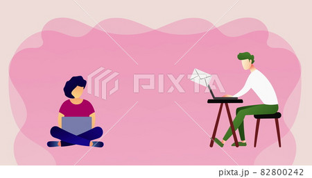 Image of man and woman working from home using laptops Image of man and woman working from home using laptops 82800242