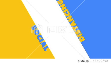 Social distancing text moving against white and blue background 82800298