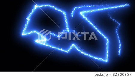 Blue lightning bolts of electrical current moving wildly across a black background Blue lightning bolts of electrical current moving wildly across a black background 82800357
