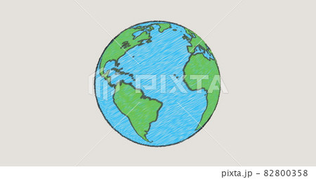 Image of planet earth in blue and green spinning on grey background Image of planet earth in blue and green spinning on grey background 82800358