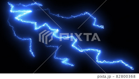 Blue lightning bolts of electrical current moving wildly across a black background Blue lightning bolts of electrical current moving wildly across a black background 82800368