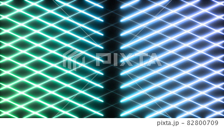 Image of glowing neon blue and green mesh moving on seamless loop on black background 82800709