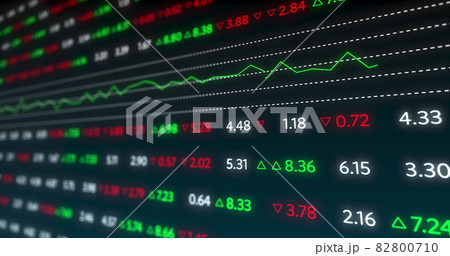 Image of stock exchange display board with graphs and numbers changing 82800710