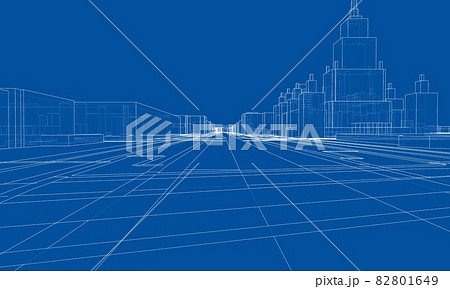 Vector lines buildings and city roads, town design Vector lines buildings and city roads, town design 82801649