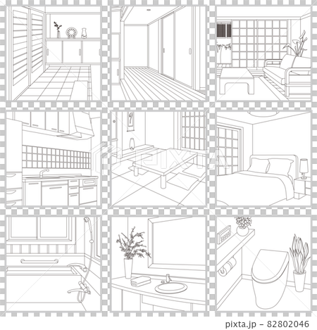 室內線描矢量圖。 82802046