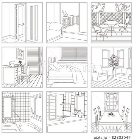 インテリアの線画ベクターイラスト. 82802047