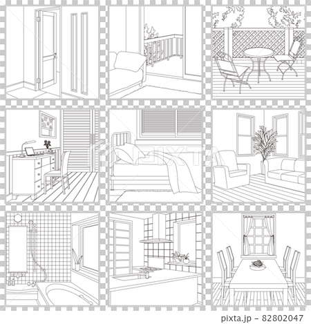 Interior line drawing vector illustration. 82802047