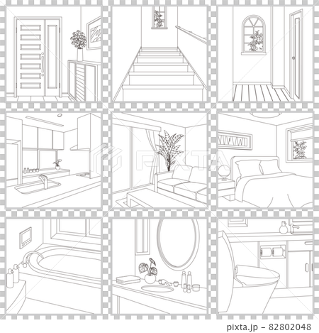 Interior line drawing vector illustration. 82802048