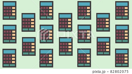 Composition of calculators repeated in rows on pale green background Composition of calculators repeated in rows on pale green background 82802075