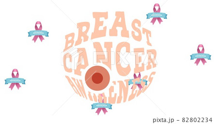 Composition of pink breast cancer ribbons on white background Composition of pink breast cancer ribbons on white background 82802234