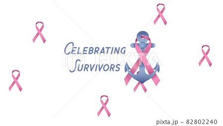 Composition of pink breast cancer ribbons on white background Composition of pink breast cancer ribbons on white background 82802240