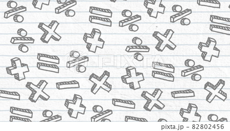 Mathematical symbols against white lined paper 82802456