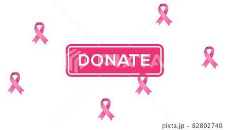 Composition of pink breast cancer ribbons on white background Composition of pink breast cancer ribbons on white background 82802740