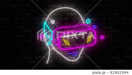 Neon Gaming icons on black background 4k Neon Gaming icons on black background 4k 82802994