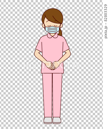 Female nurse bowing (mask) Female nurse bowing (mask) 82803329