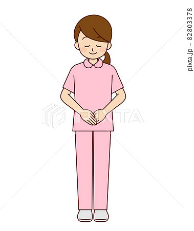 お辞儀をする女性看護師のイラスト素材