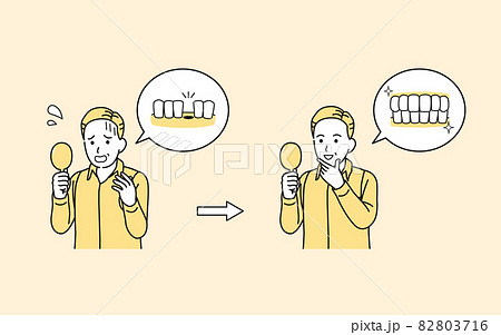 歯が抜けて困る中年の男性 ミドル 差し歯が取れる ビフォーアフター イラスト素材 歯が抜けて困る中年の男性 ミドル 差し歯が取れる ビフォーアフター イラスト素材 82803716