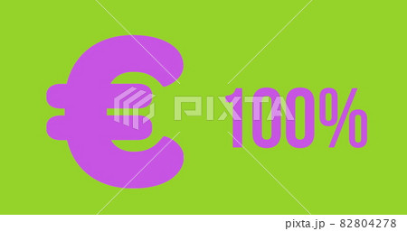 Euro symbol and increasing percentage in pink 4k 82804278