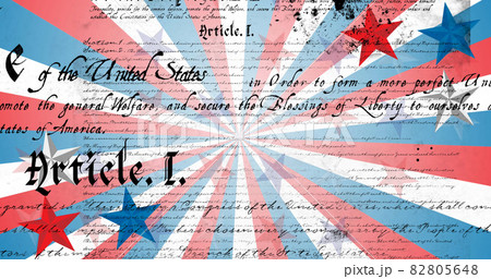 Image of american constitution text over american flag star and stripe elements 82805648