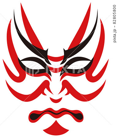 日本の伝統芸能 歌舞伎の顔のメイク 隈取り イラスト ベクター 82805800