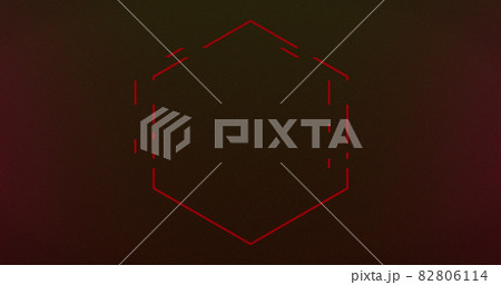 Image of red neon hexagon flashing on dark background Image of red neon hexagon flashing on dark background 82806114